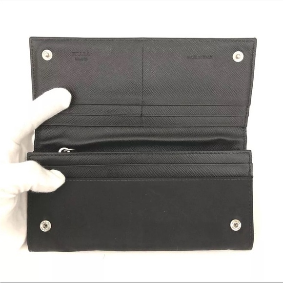 PRADA Logo Plate Nylon Long Bifold Wallet - Picture 5 of 8